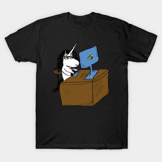 Kaede the Unicorn a the office T-Shirt by Xizin Gao